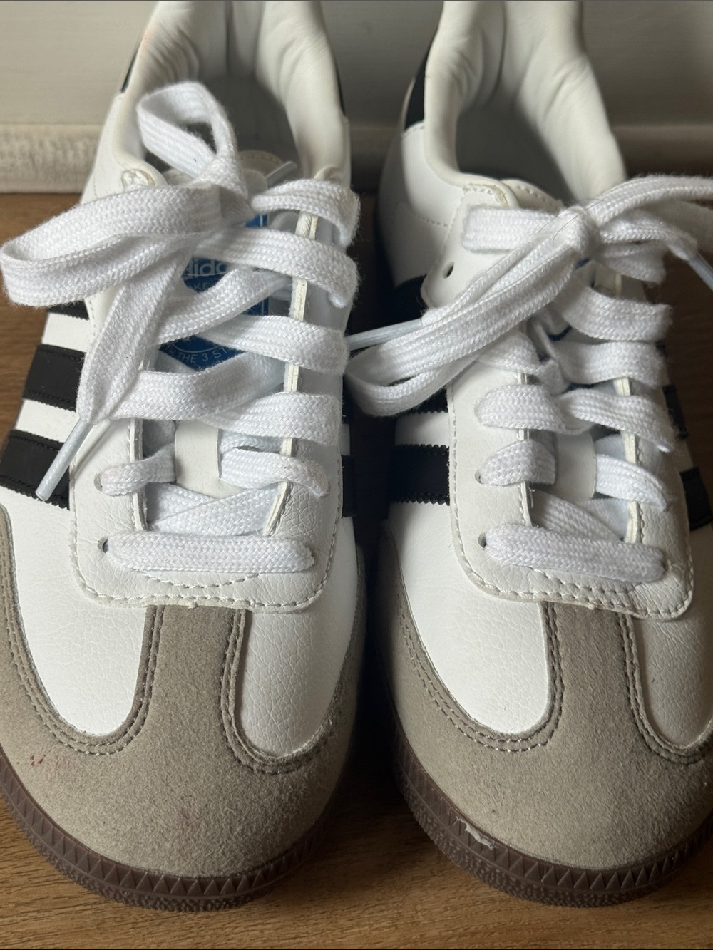 Men’s adidas Samba Leather Sneaker - White/Black/Gum - Picture 5 of 7